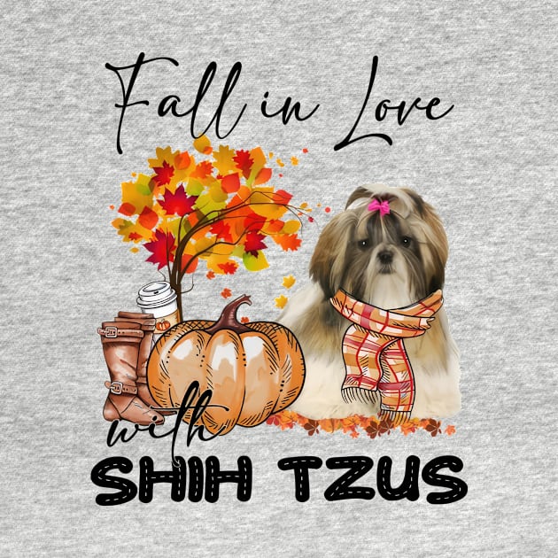 Fall In Love With Shih Tzus Fall Pumpkin Thanksgiving by Gearlds Leonia